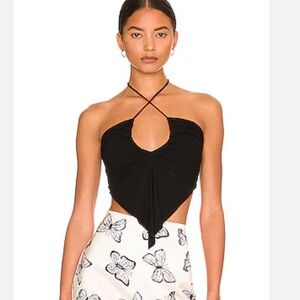 Revolve Superdown Black Halter Top